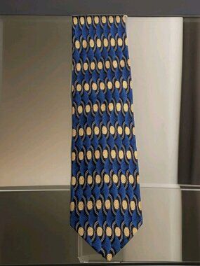 Louis Roth Men's Black, Blue, Gold 100% Silk Handmade Traditional Neck Tie